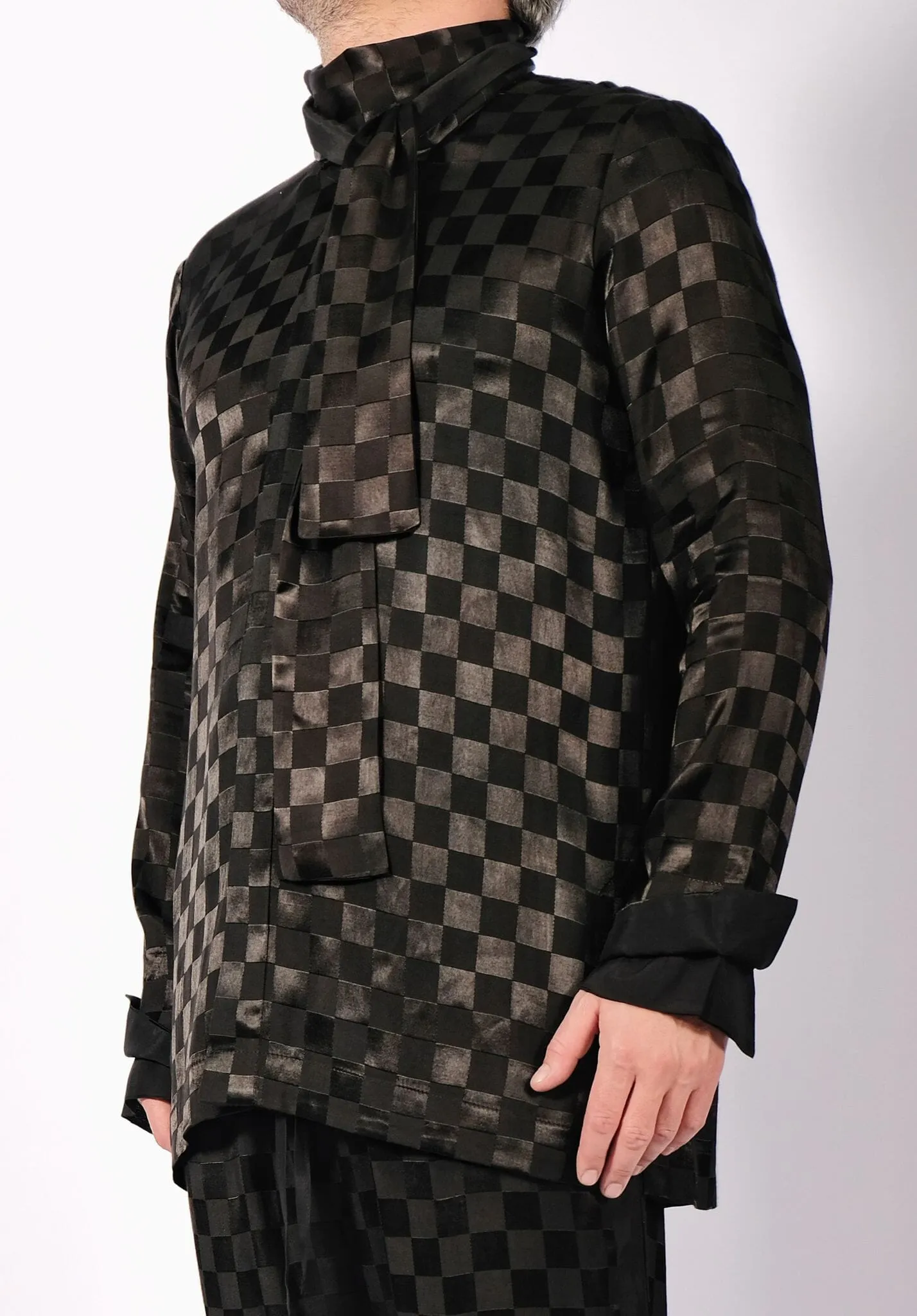 Checkered Shirt with Scarf