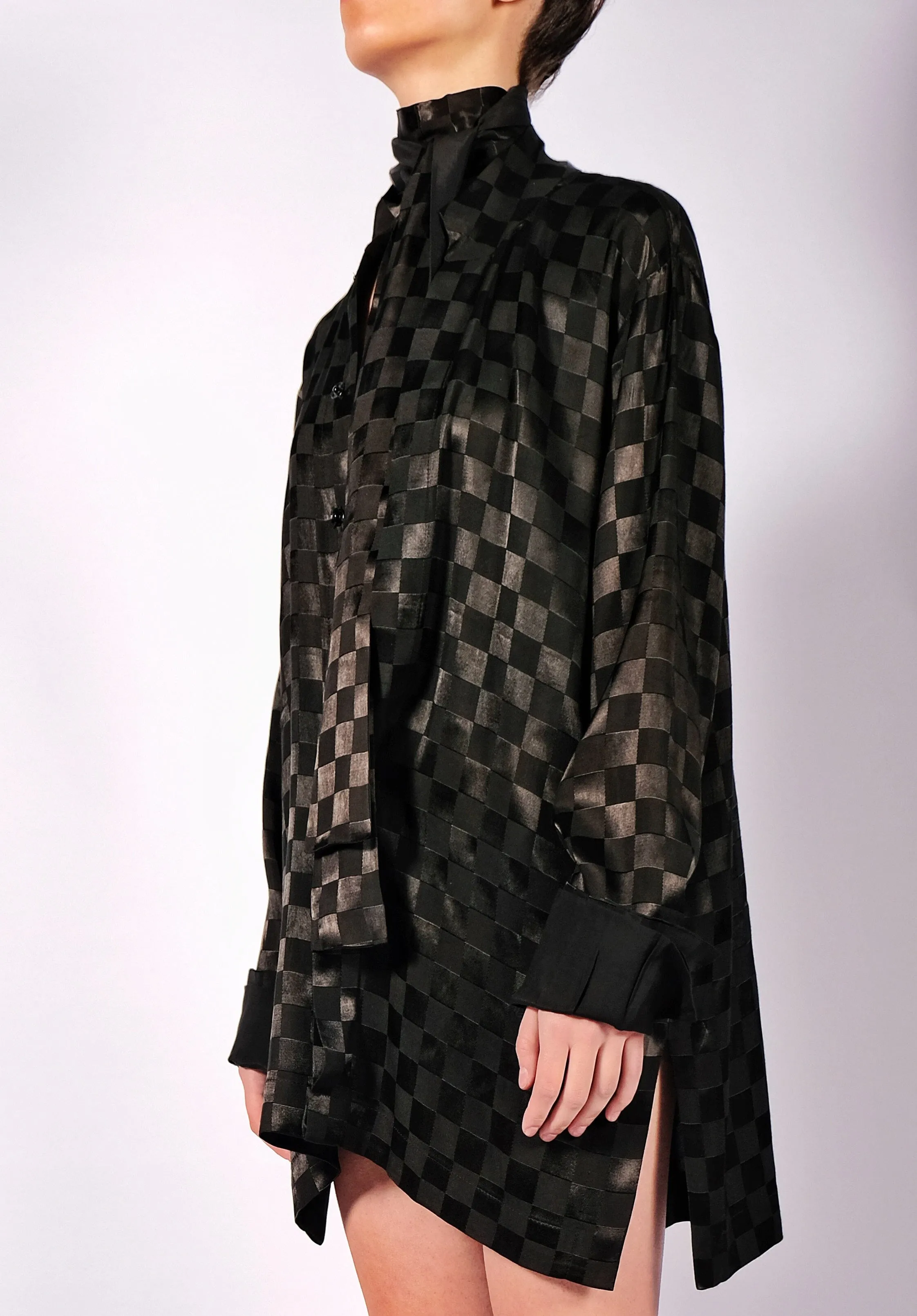 Checkered Shirt with Scarf