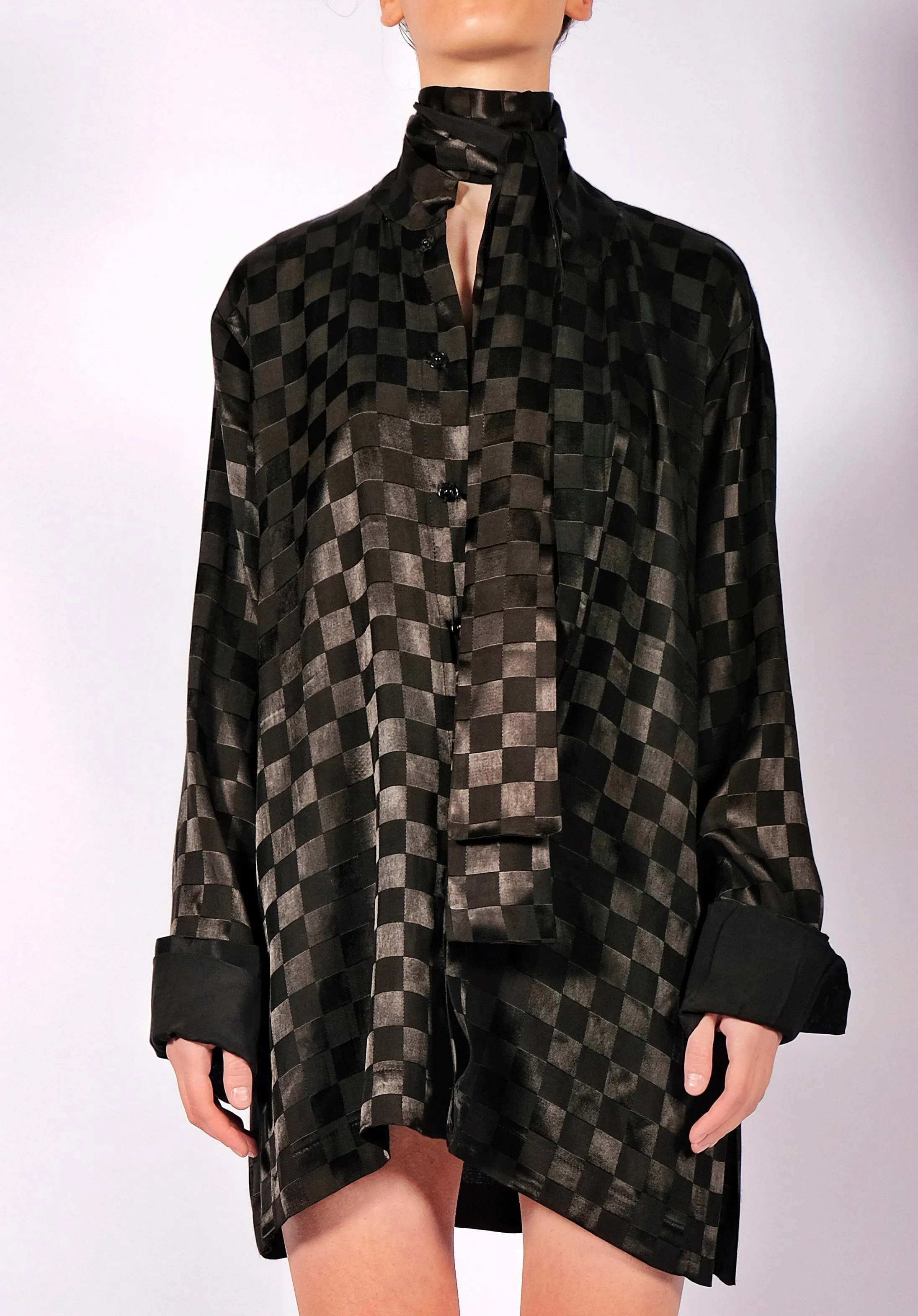 Checkered Shirt with Scarf