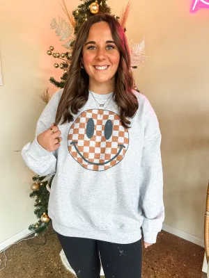 CHECKERED SMILEY CREWNECK