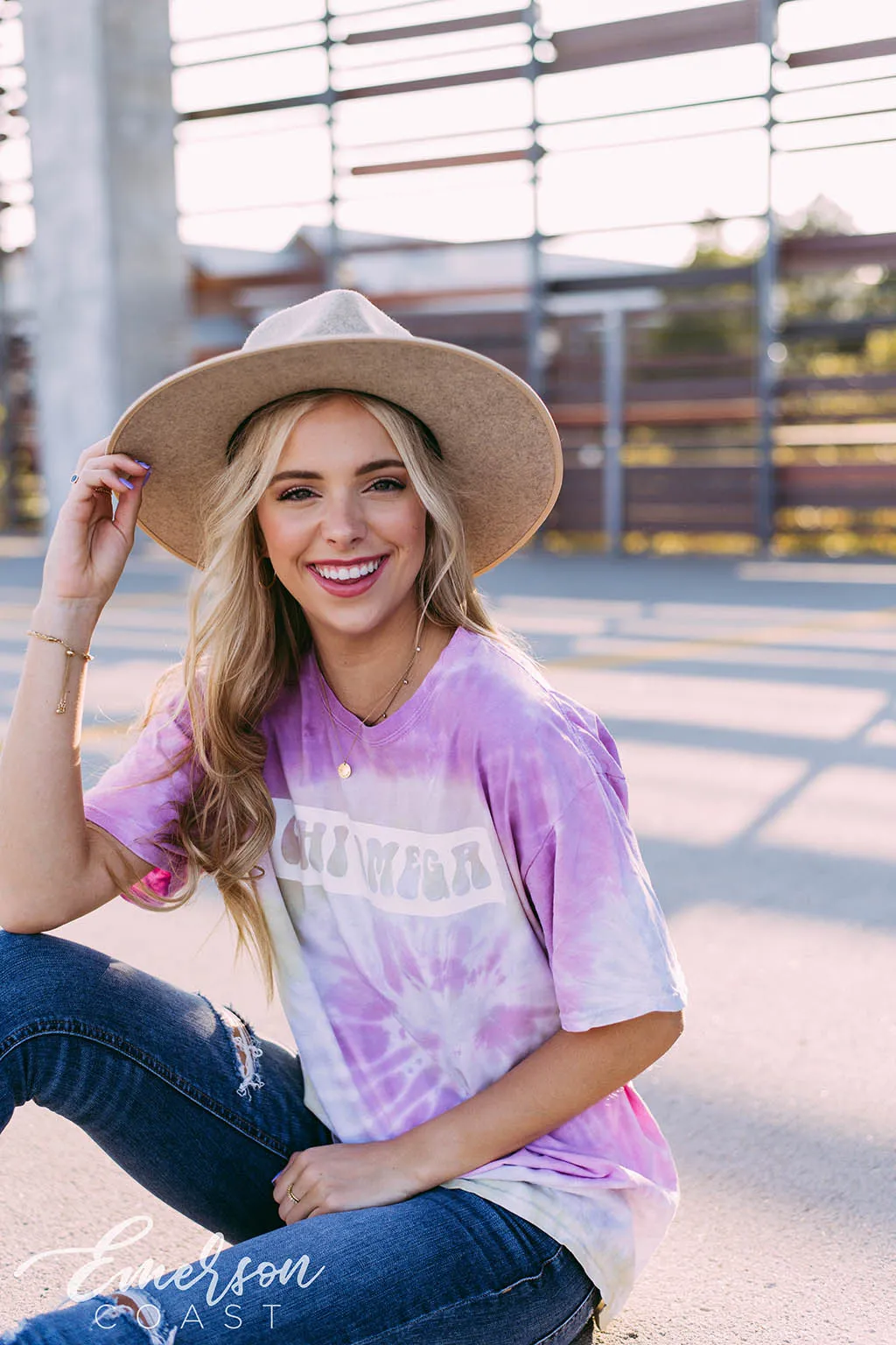 Chi Omega Pink Tie Dye PR Tshirt