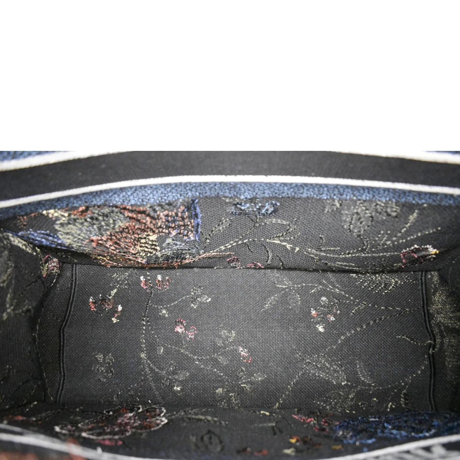 CHRISTIAN DIOR Book Embroidery Canvas Tote Bag Multicolor