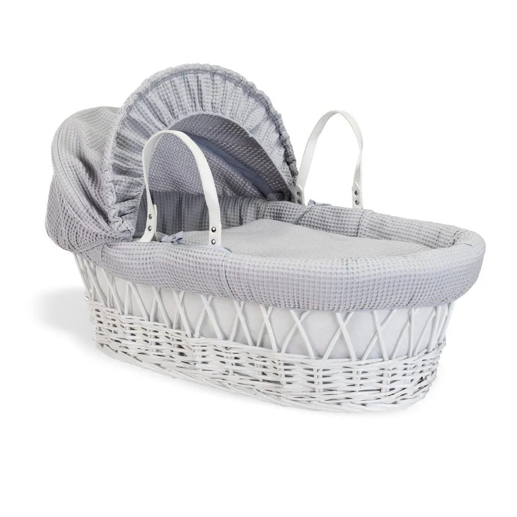 Clair De Lune Waffle White Wicker Moses Basket