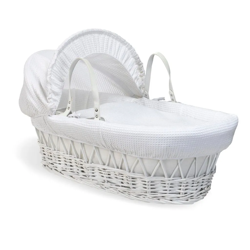 Clair De Lune Waffle White Wicker Moses Basket
