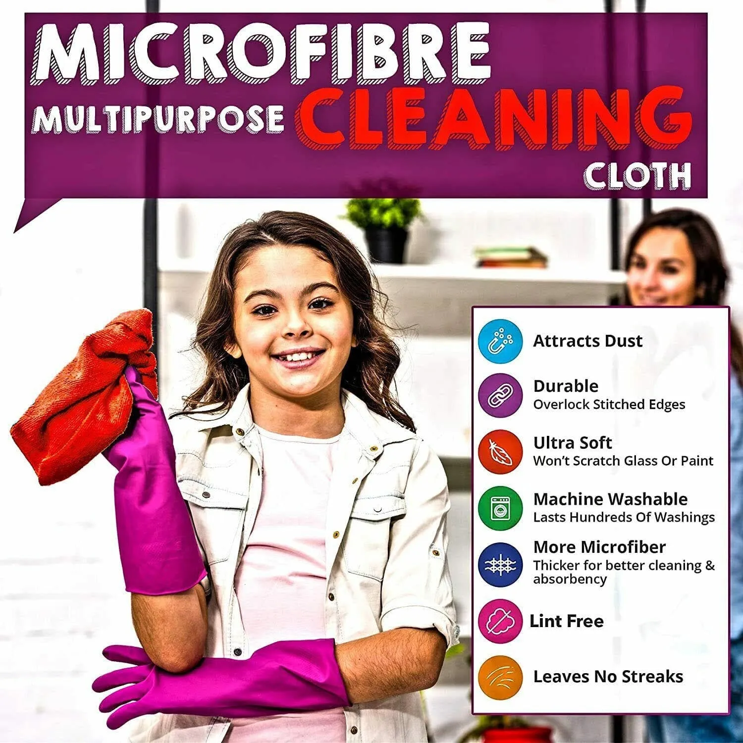 ClarityStreak Microfibre Glass Cleaning Cloths – Streak-Free Checkered Design