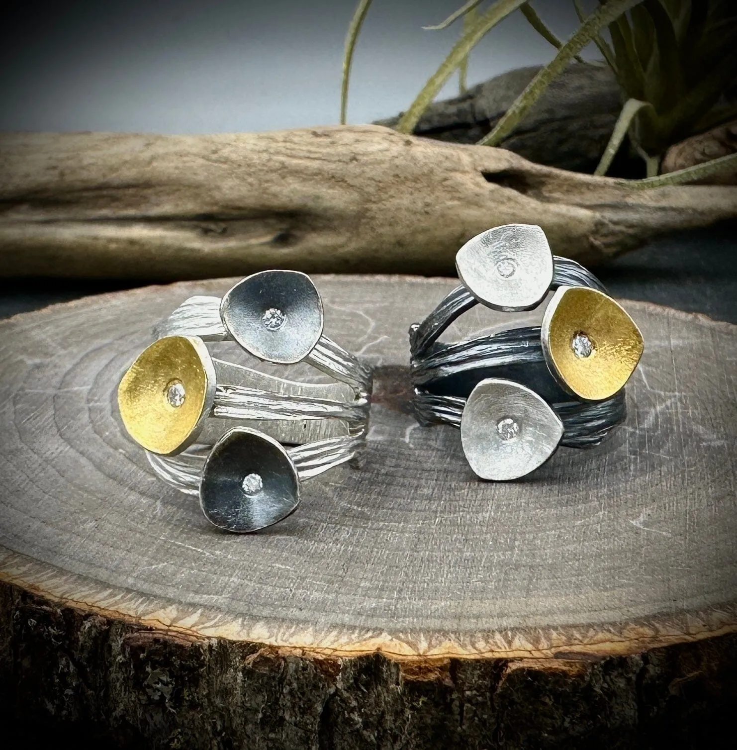 Cloud Forest Triplet Ring - Bright