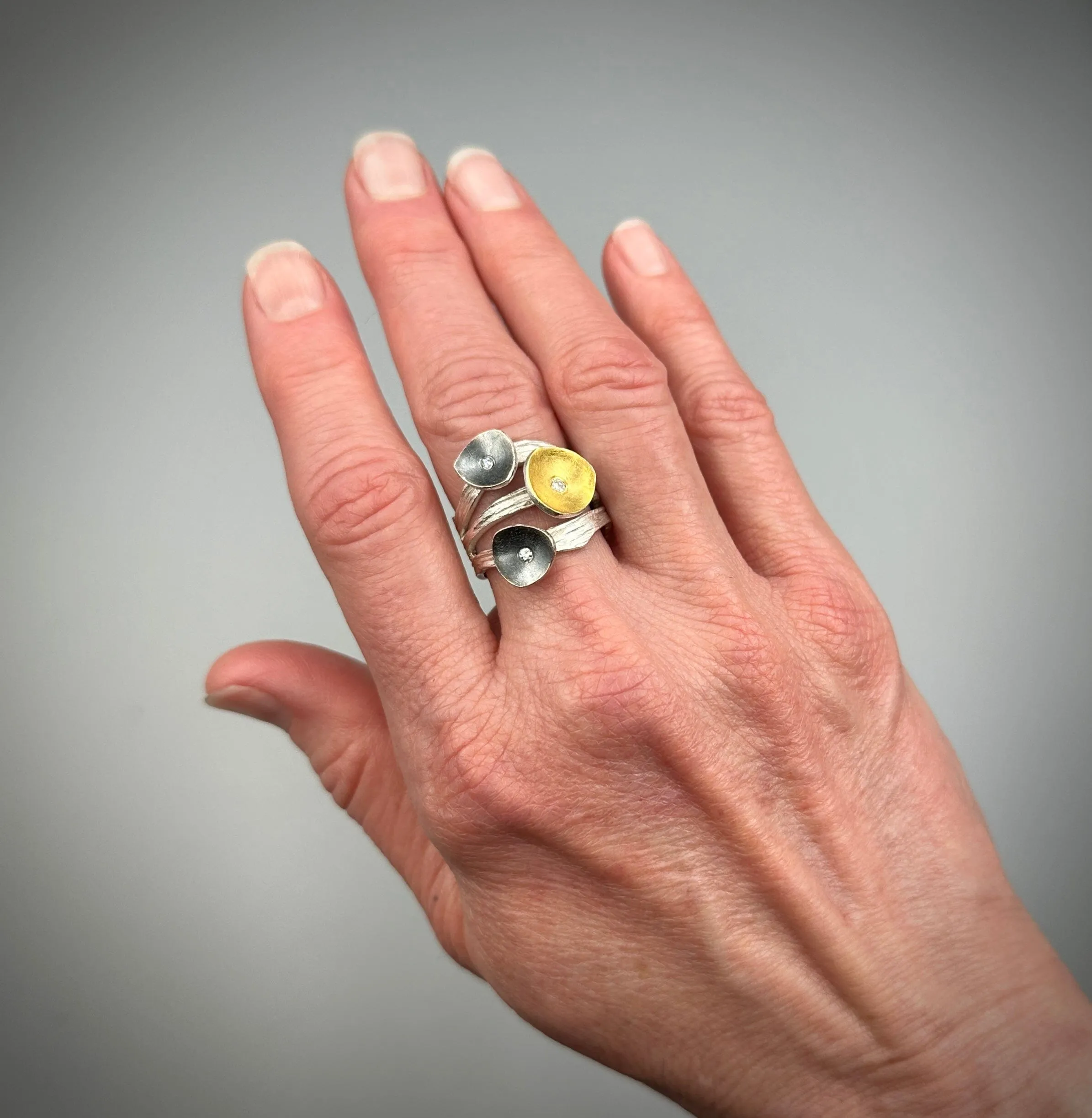 Cloud Forest Triplet Ring - Bright