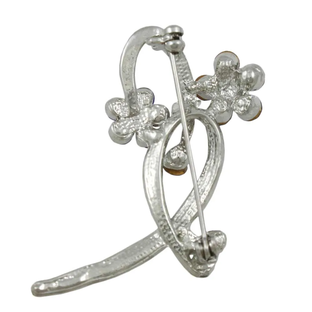 Cobalt Blue Crystal Daisies on a Loop Brooch Pin - PRL904BL
