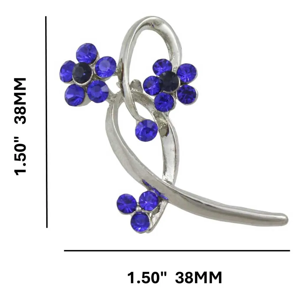 Cobalt Blue Crystal Daisies on a Loop Brooch Pin - PRL904BL