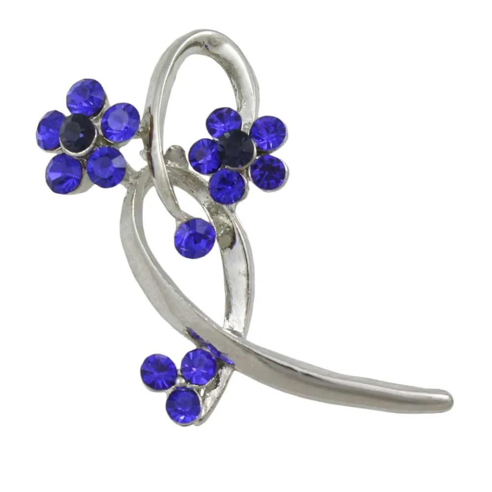 Cobalt Blue Crystal Daisies on a Loop Brooch Pin - PRL904BL