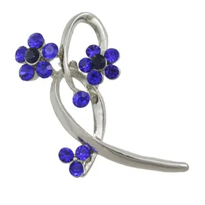 Cobalt Blue Crystal Daisies on a Loop Brooch Pin - PRL904BL