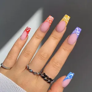 Coffin colorful french with waves