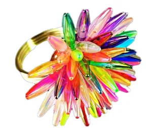 Colorful Acrylic Modern Design Napkin Rings Set/4