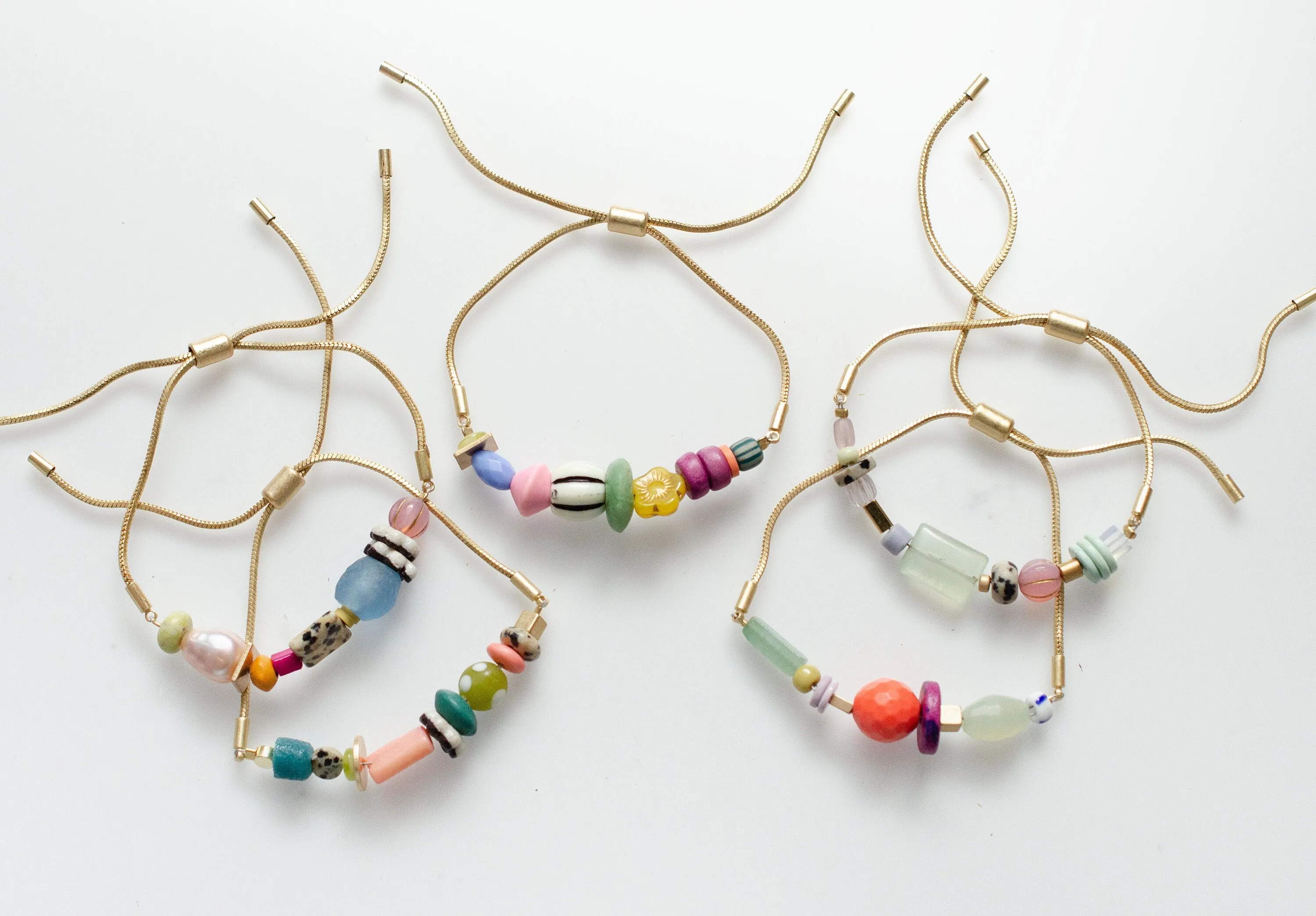 Colorful beaded bracelet, gold pull bracelet, gemstone bracelet, stackable bracelets bridesmaid gift, colorful jewelry, colorful jewelry