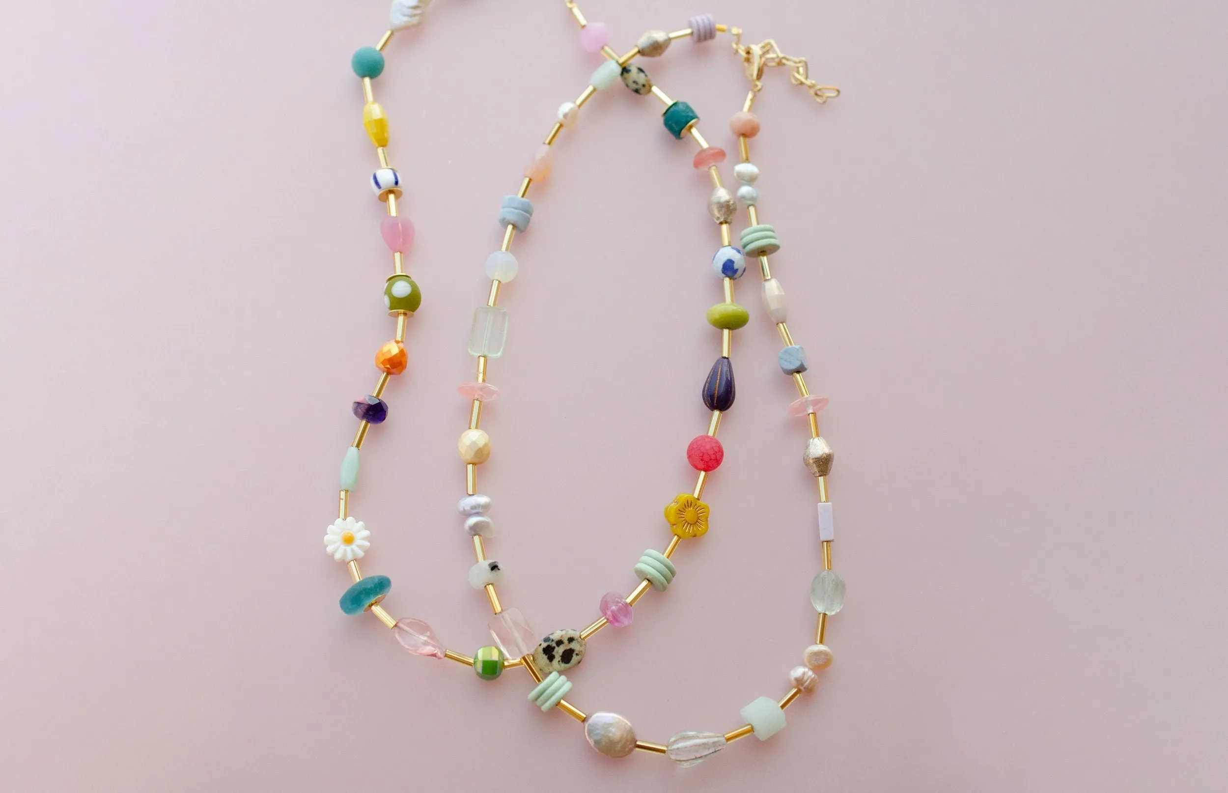 Colorful Beaded necklace, Crystal necklace, spring jewelry, gold beaded necklace, necklace with flowers, colorful statement jewelry,mariposa