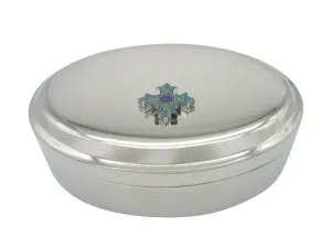 Colorful Celtic Cross Pendant Oval Trinket Jewelry Box