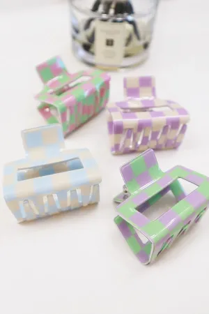 Colorful Checkered Claw Clips