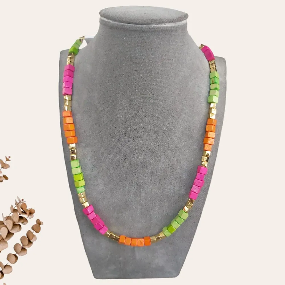 Colorful Cube Beads Necklace