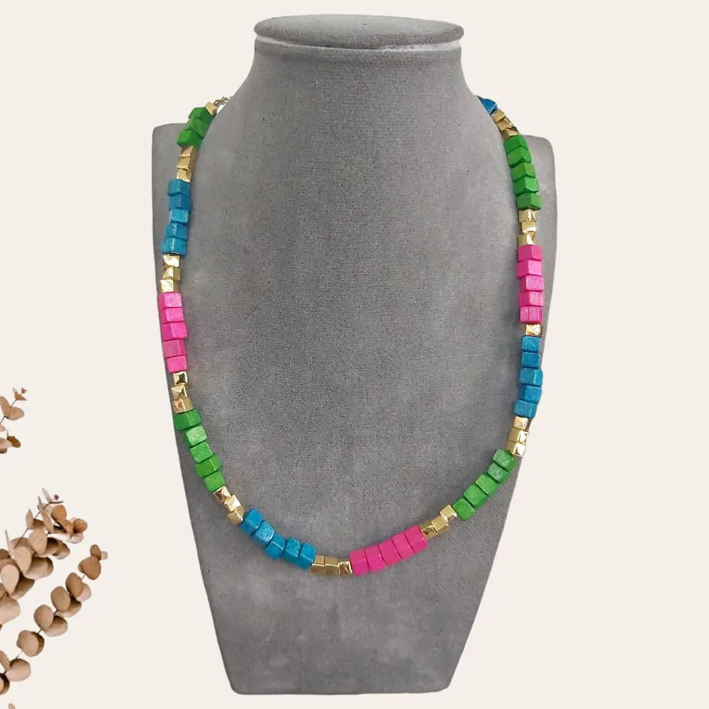 Colorful Cube Beads Necklace