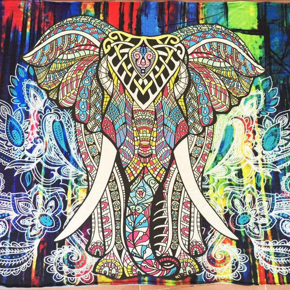Colorful Elephant Tapestry