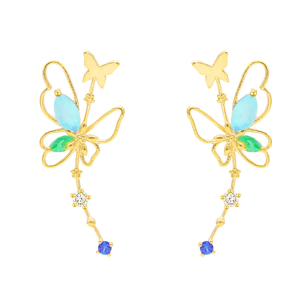 Colorful Gem Butterfly Earrings