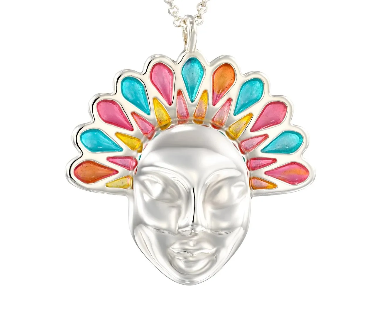 Colorful lotus silver women pendant