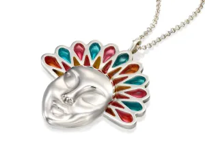 Colorful lotus silver women pendant