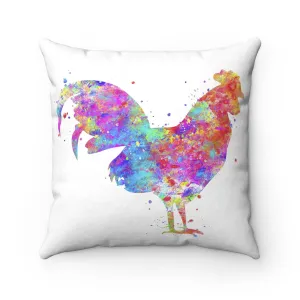 Colorful Rooster Square Pillow