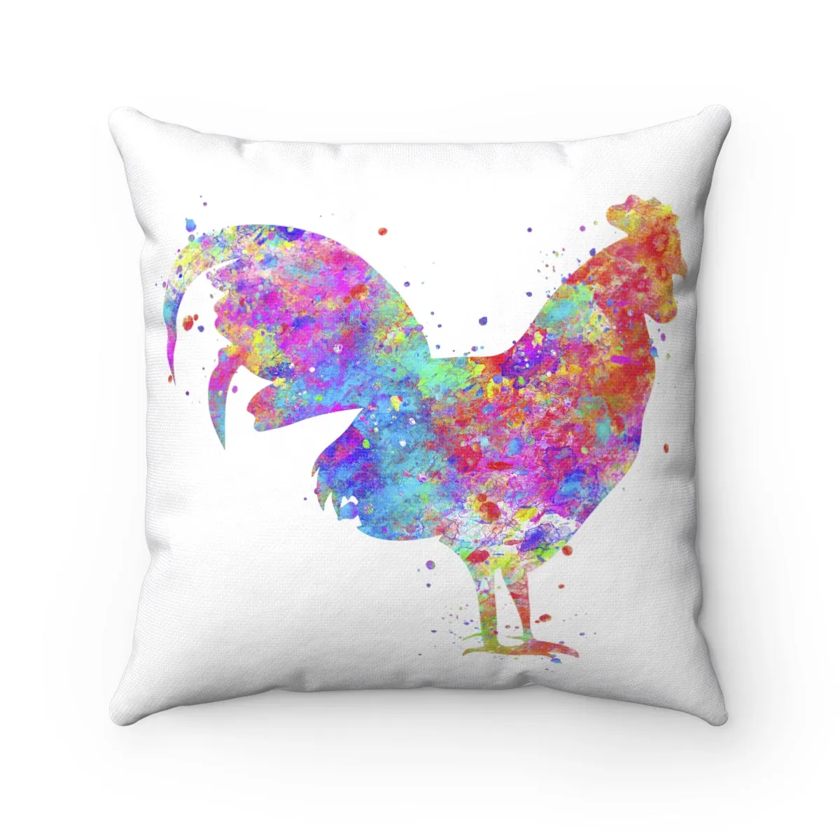 Colorful Rooster Square Pillow