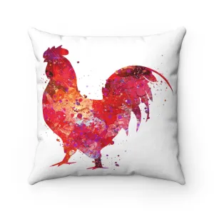 Colorful Rooster Square Pillow