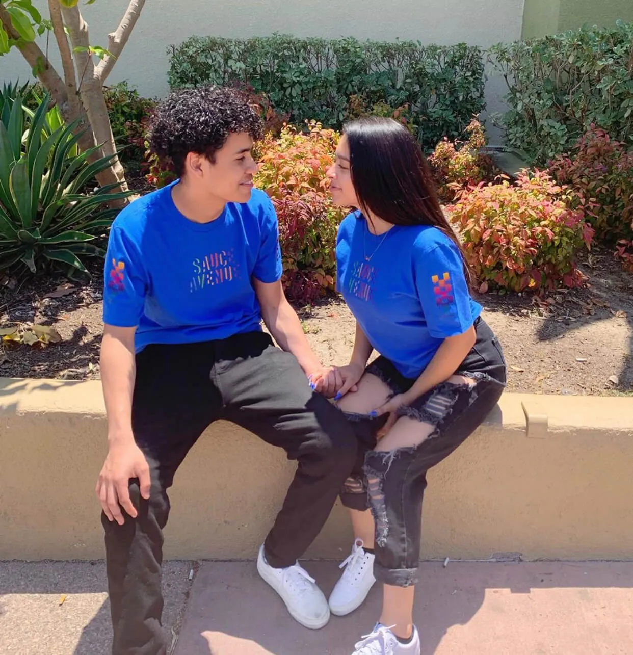 Colorful SA Shadow | Blue Tee (Color Stack Checkered Drippin Sleeves)