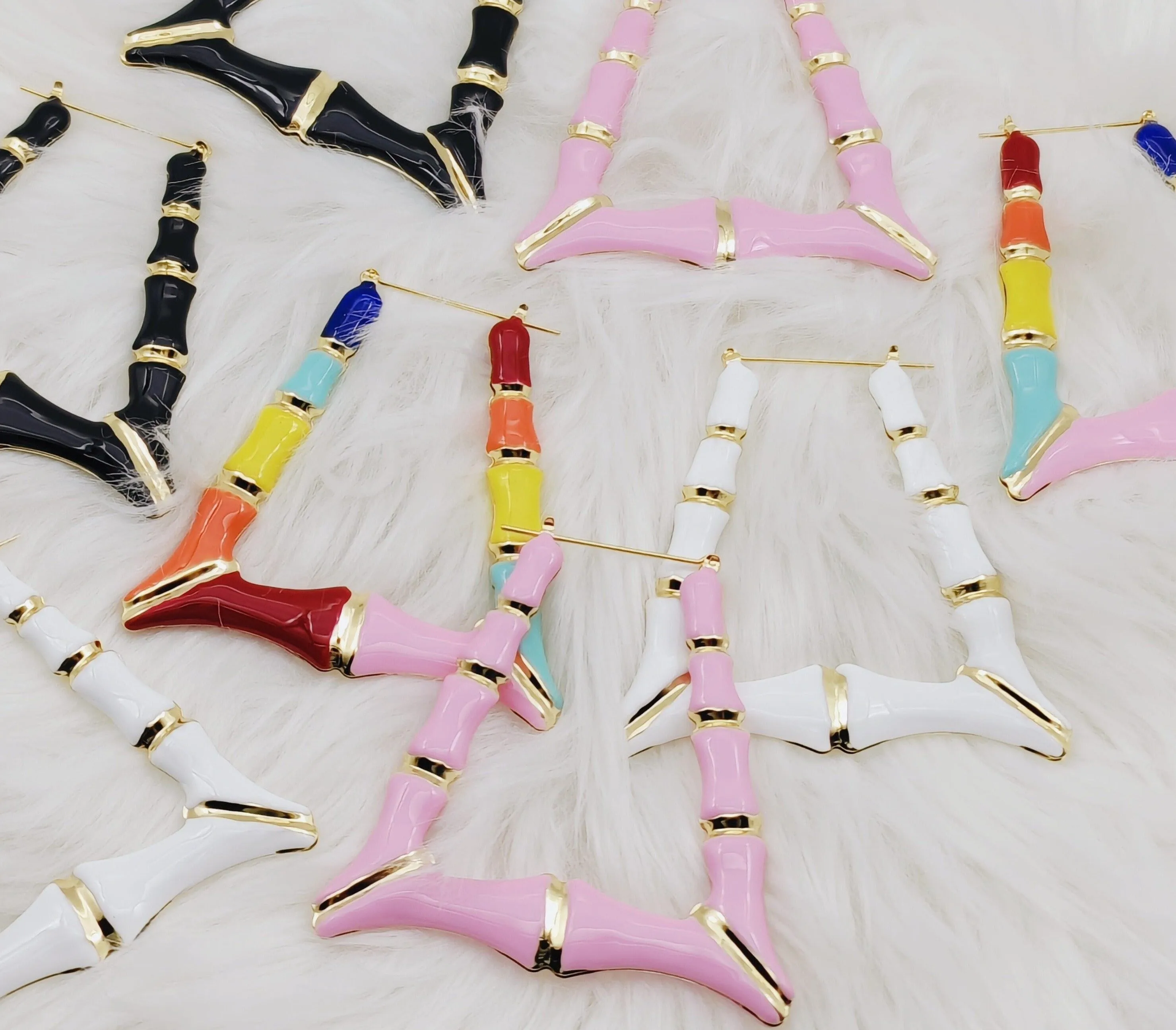 Colorful Triangle Bamboo Earrings