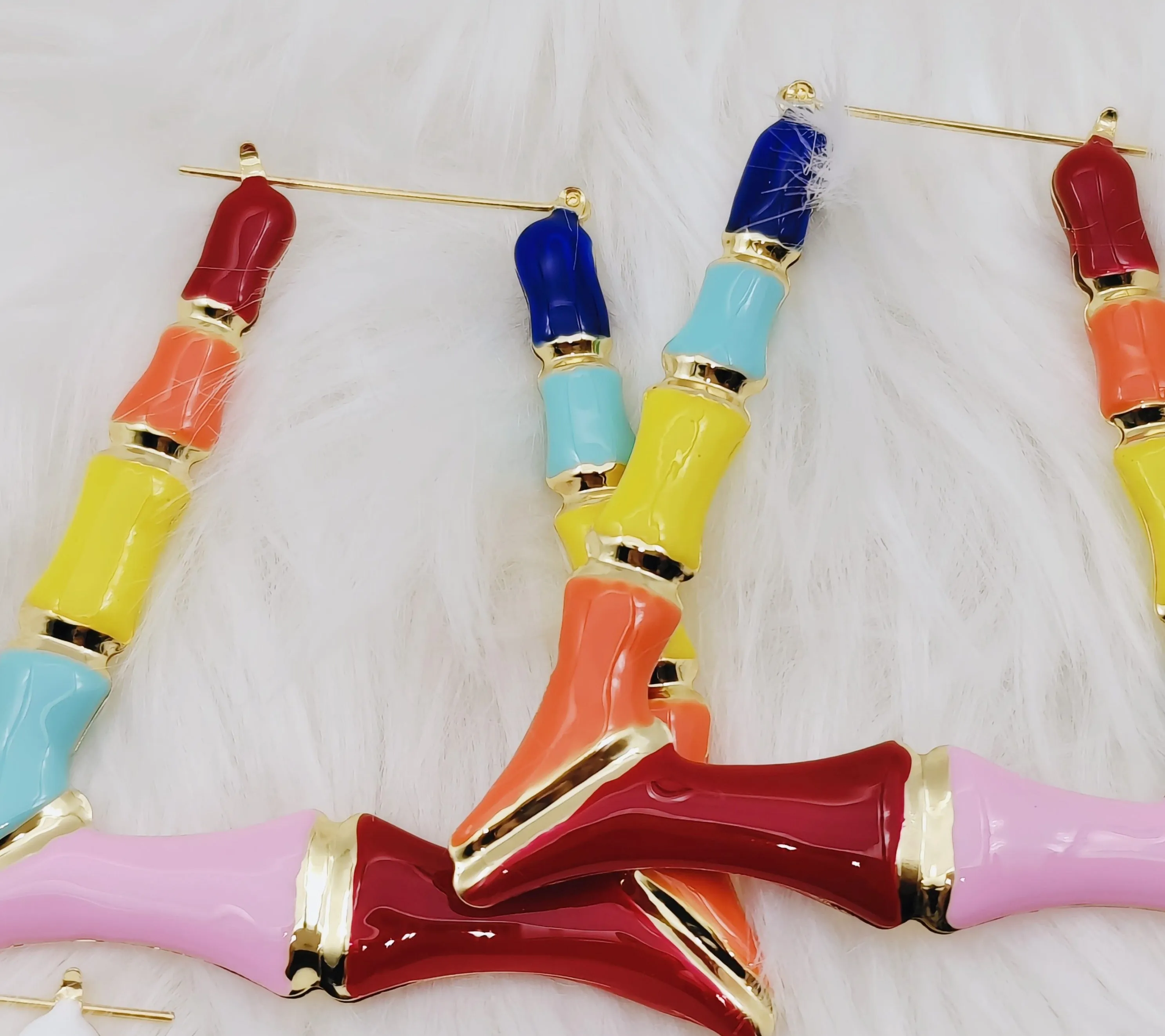 Colorful Triangle Bamboo Earrings