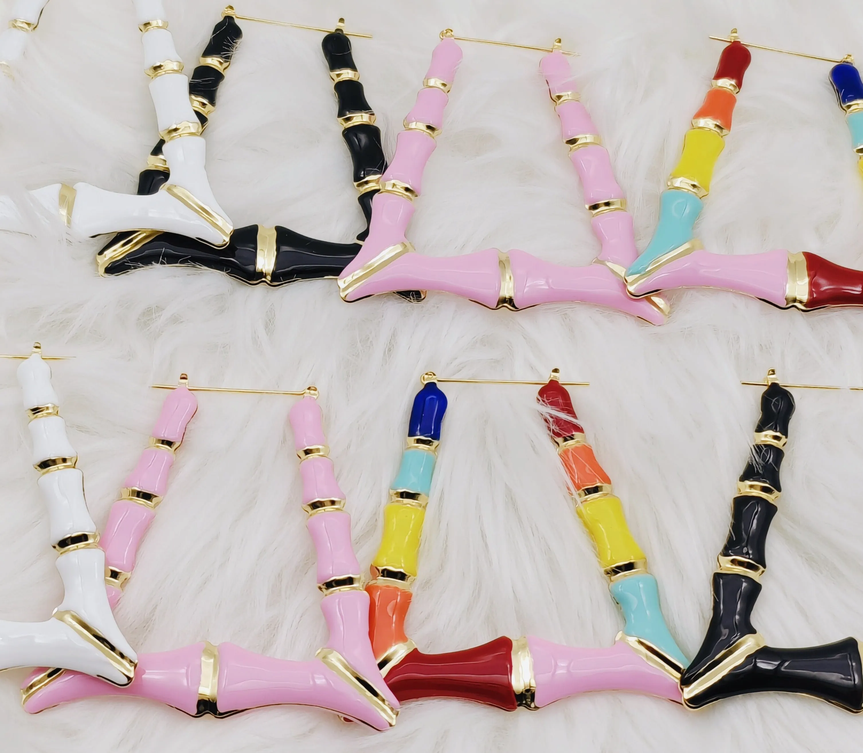 Colorful Triangle Bamboo Earrings