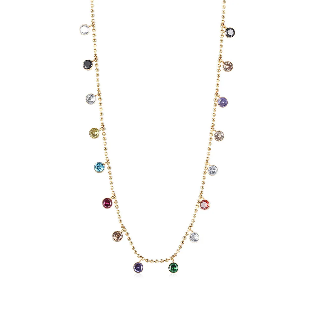 Colorful zircon inlaid necklace-NSSN739STGCZD