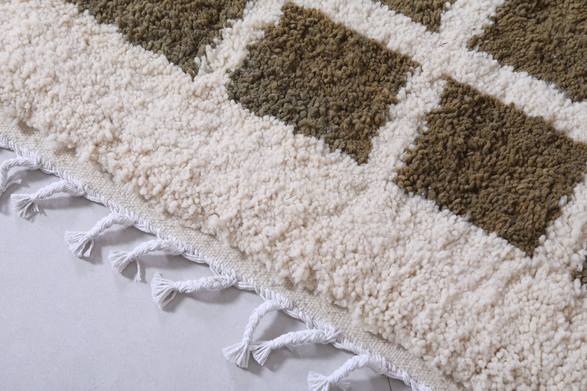 Contemporary rug - Green and Beige Checkered rug - Azilal rug