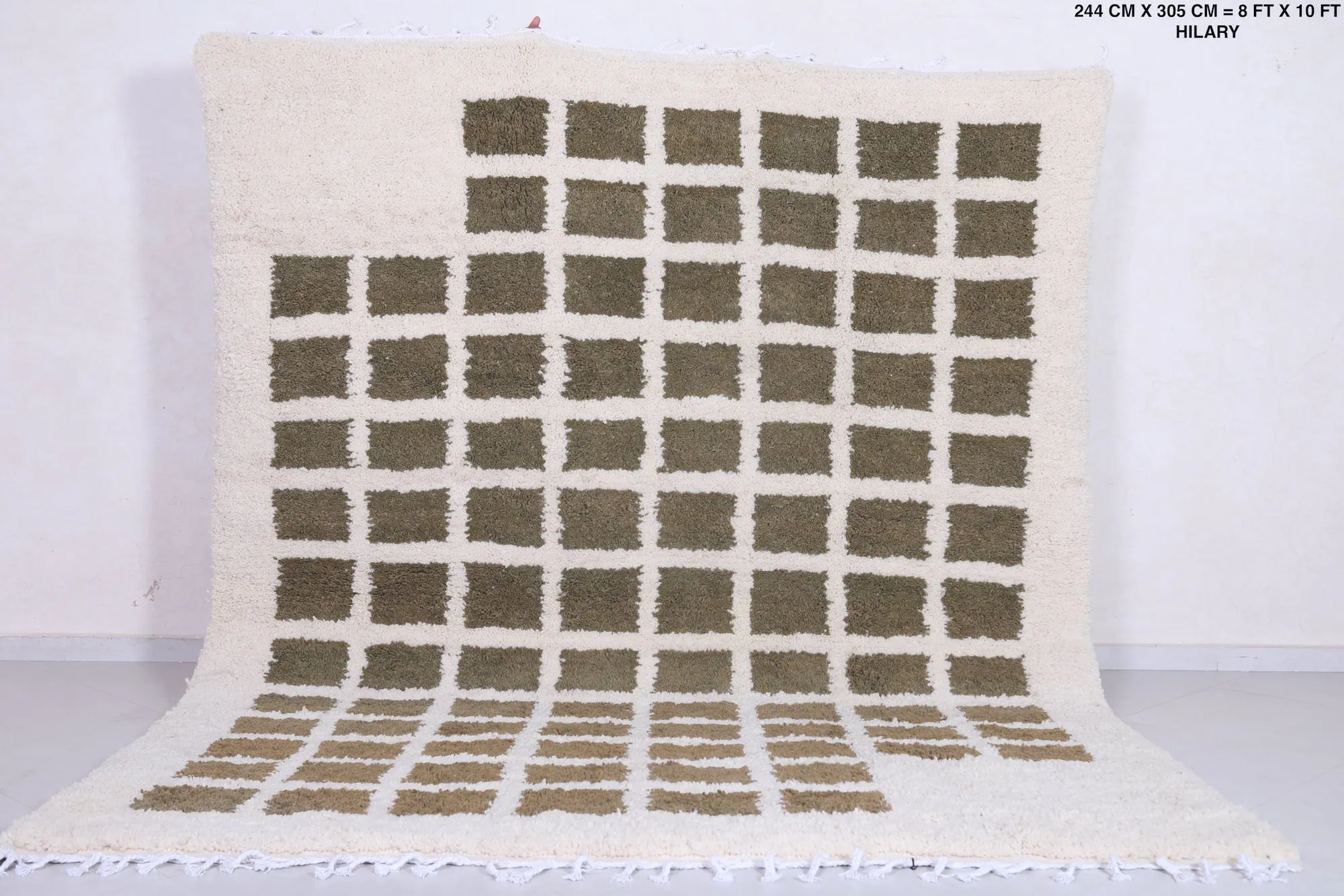 Contemporary rug - Green and Beige Checkered rug - Azilal rug