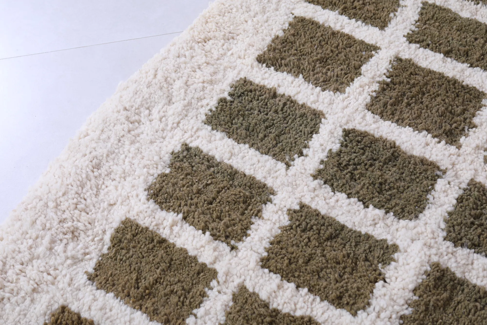 Contemporary rug - Green and Beige Checkered rug - Azilal rug