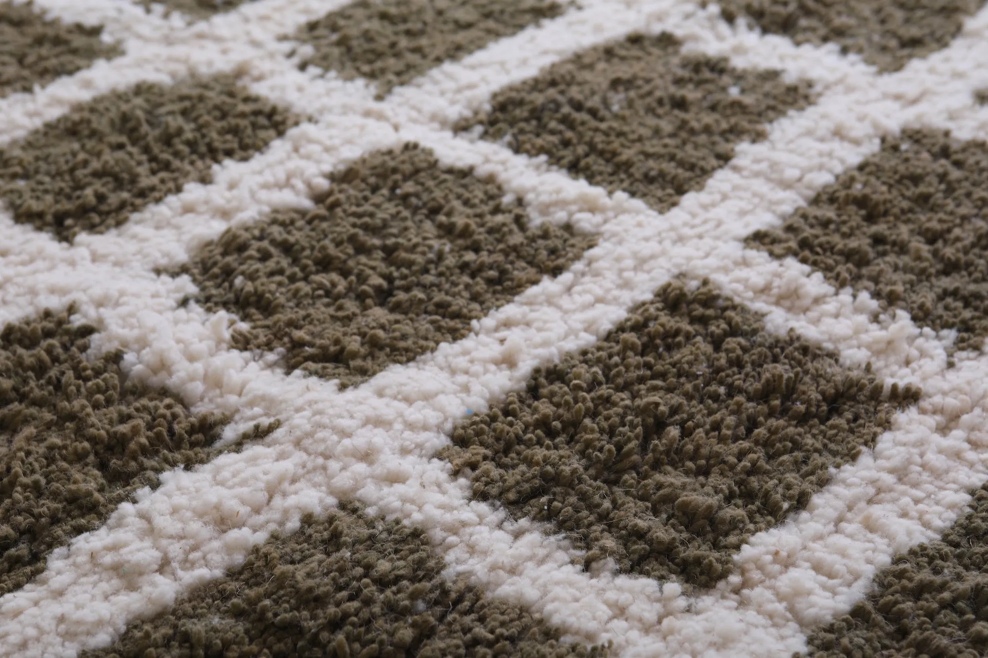 Contemporary rug - Green and Beige Checkered rug - Azilal rug