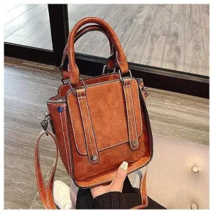 Contrast Stitch Top Handle Bag