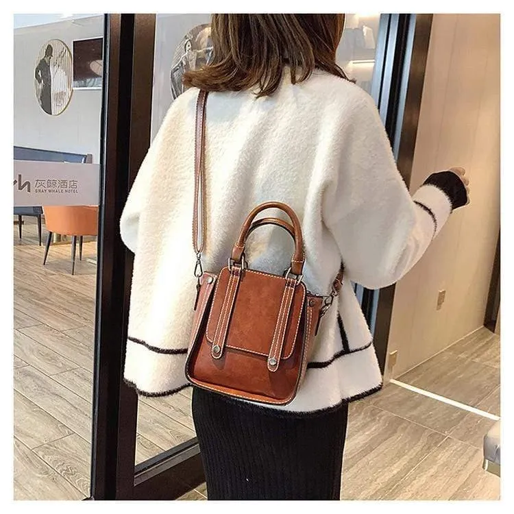 Contrast Stitch Top Handle Bag