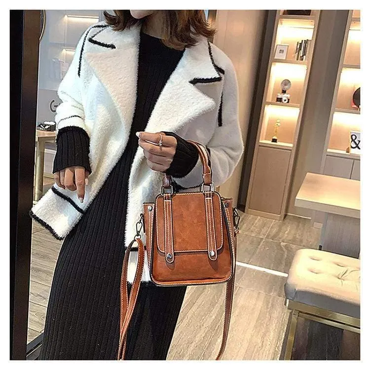 Contrast Stitch Top Handle Bag