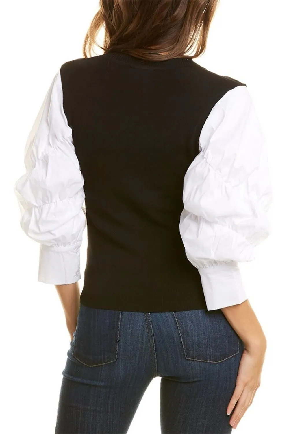 Contrast Top With Detailed Sleeve