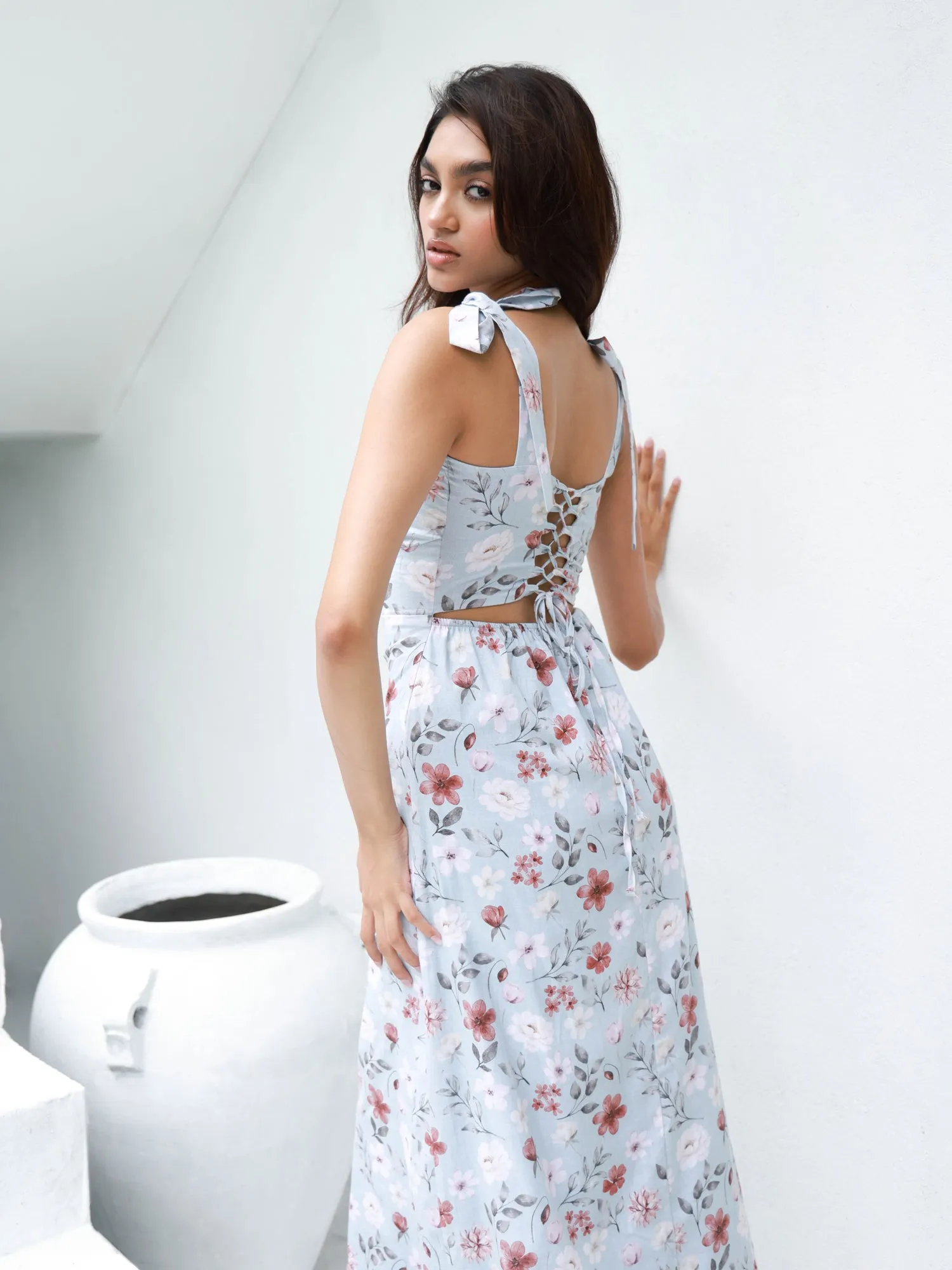 Corset Detailed Maxi Dress