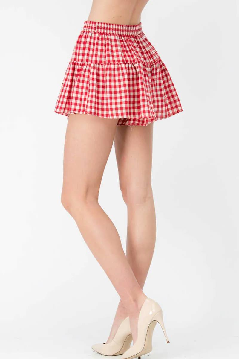 Country Confident - Gingham Skort Red