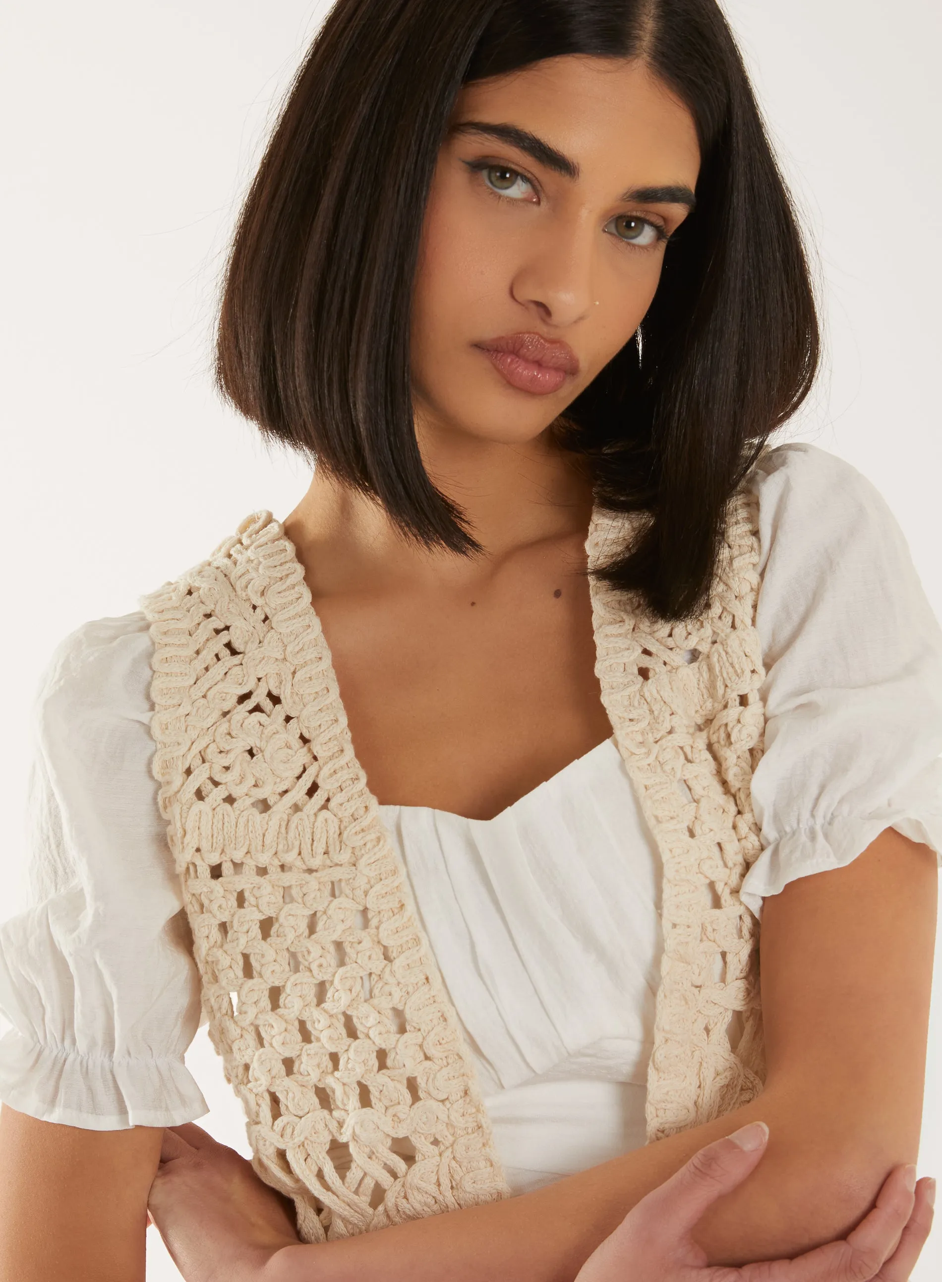 Crochet Detailed Waistcoat