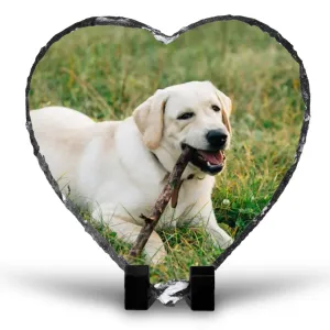 Custom Personalised Heart Photo Slate For Pets - Memorial or Keepsake