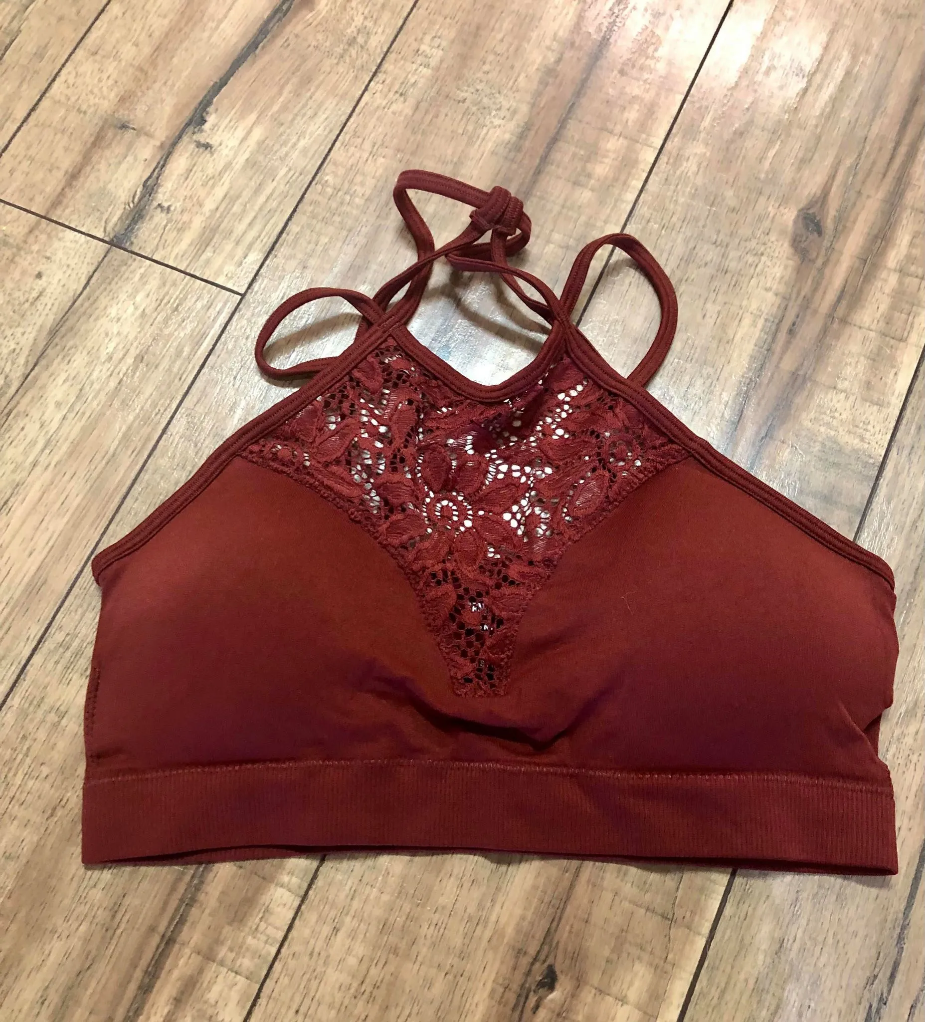 Cut Out Floral Detailed Bralette