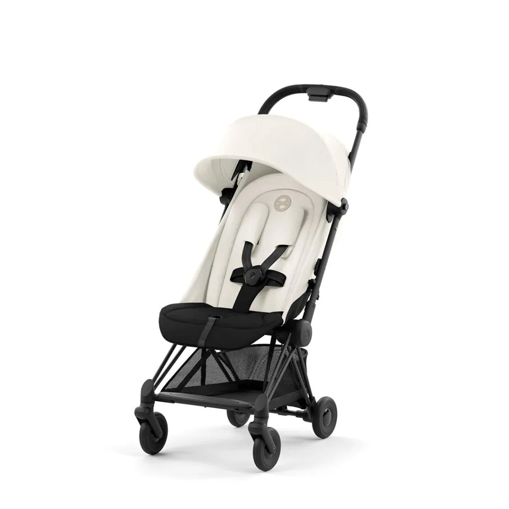 CYBEX COYA Ultra-compact Pushchair with Matt Black Frame - Off White