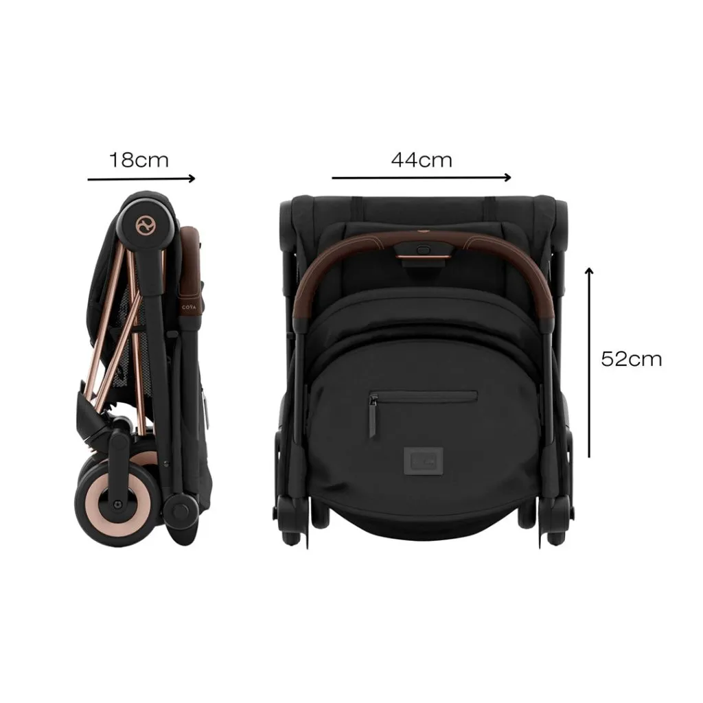 CYBEX COYA Ultra-compact Pushchair with Matt Black Frame - Off White